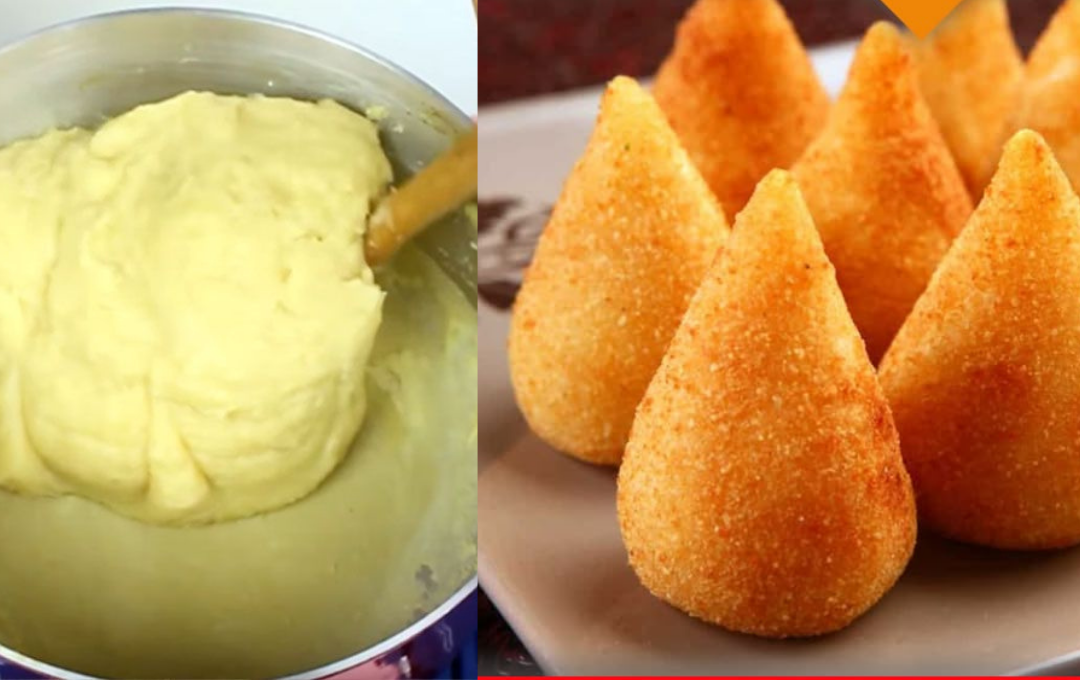 Massa de coxinha que derrete na boca com casquinha crocante sem grudar na mão