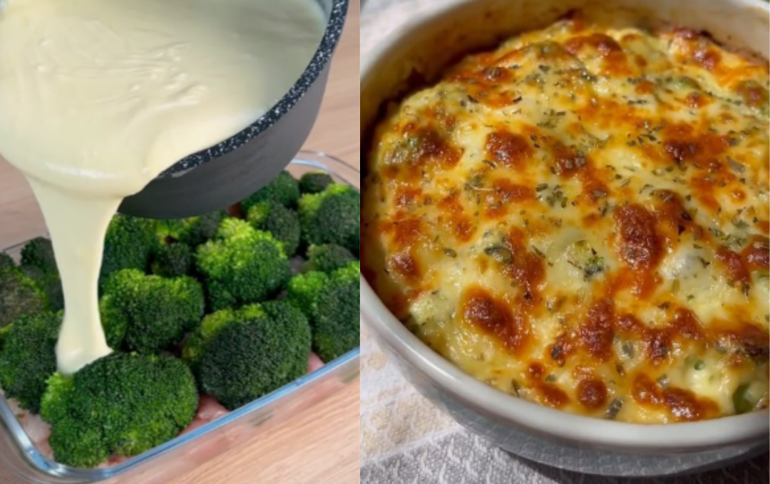 Brócolis gratinado super cremoso: fácil, rápido e com casquinha irresistível de queijo