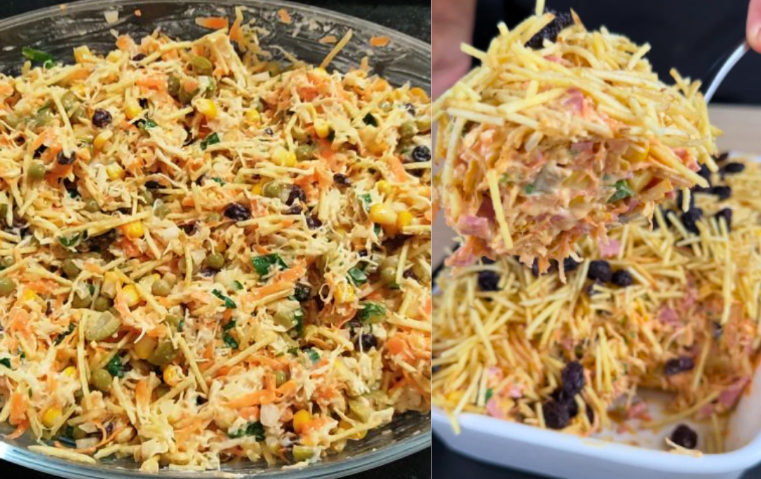 O segredo do salpicão de frango tradicional: cremoso na medida certa, sem juntar água e super crocante