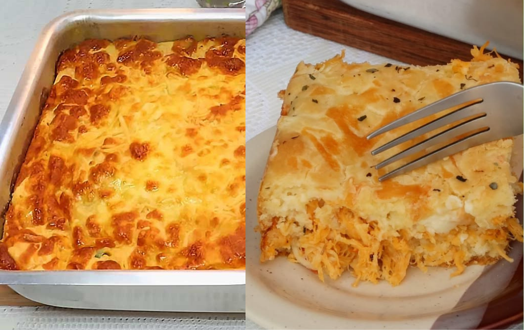 Fiz essa torta de frango perfeita no liquidificador com massa fofinha e todos aqui em casa adoraram
