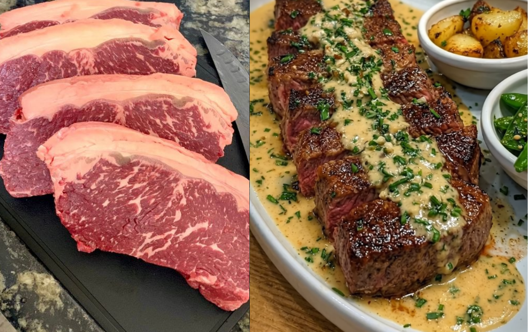 Bife de chorizo na manteiga de alho com molho cremoso de parmesão: o prato de bistrô que derrete na boca