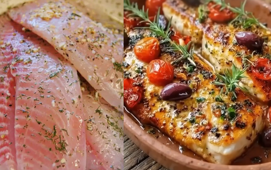 Juntei tomates e azeitonas pretas no peixe e virou o jantar mais elogiado aqui de casa